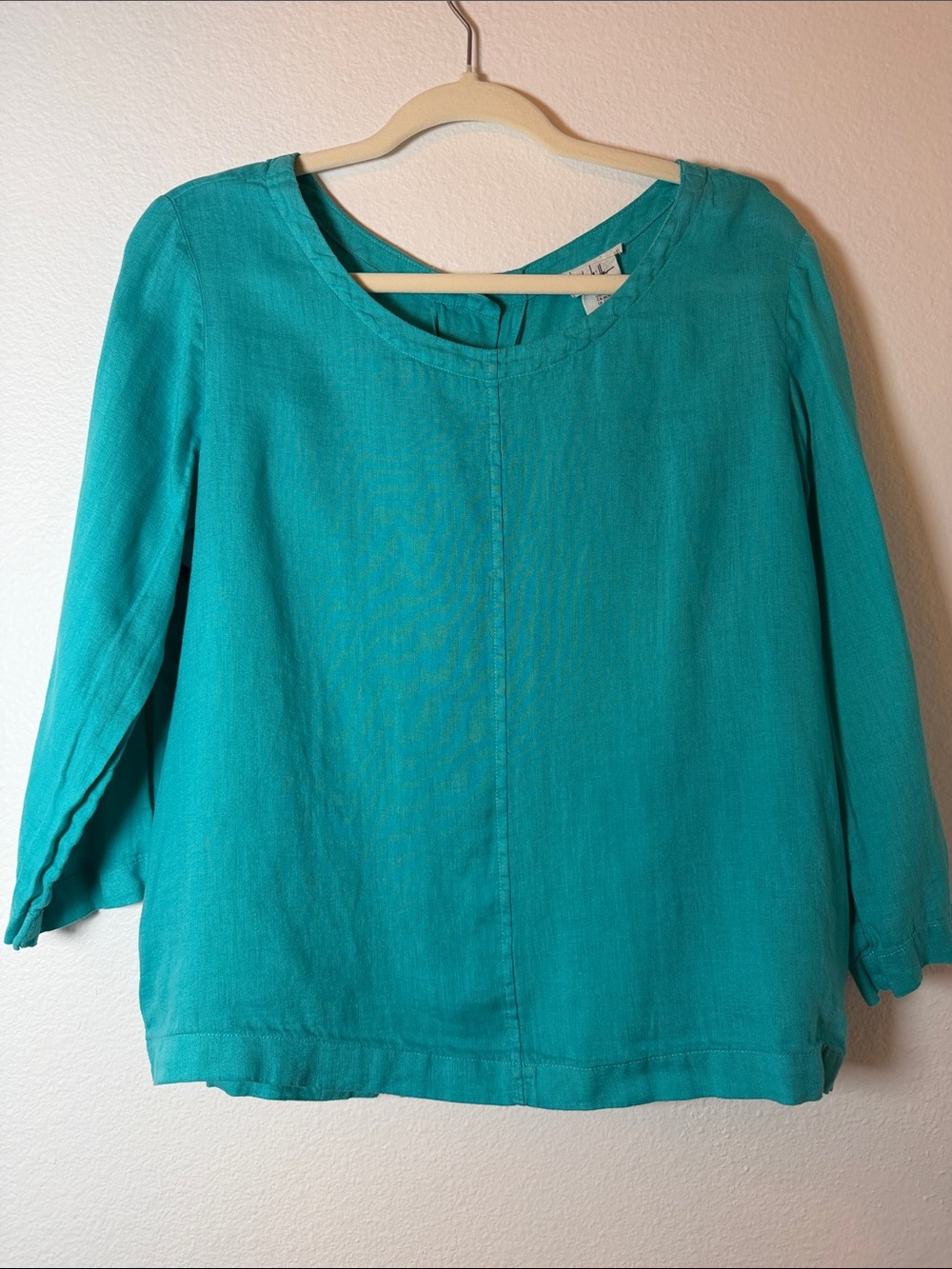 Nicole Miller Teal Scoop Neck 3/4 Sleeve Tunic